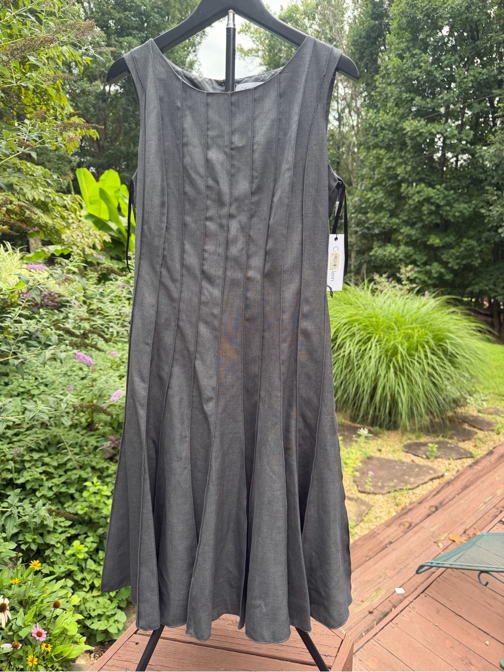 Calvin Klein Sleeveless Gray Pleated Dress- Size 8 NWT